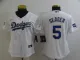 Women MLB Los Angeles Dodgers #5 Corey Seager White Gold Game Nike Jersey