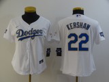 Women MLB Los Angeles Dodgers #22 Clayton Kershaw White Gold Game Nike Jersey