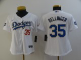 Copy Women MLB Los Angeles Dodgers #35 Cody Bellinger White Gold Game Nike Jersey