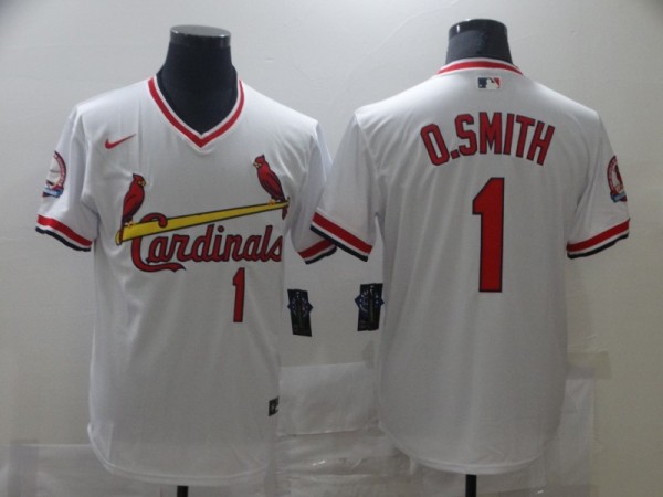 MLB Cardinals #1 O.Smith White Game Nike Jersey