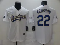 MLB Los Angeles Dodgers #22 Clayton Kershaw White Gold Game Nike Jersey