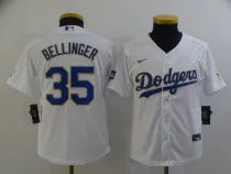 Youth MLB Los Angeles Dodgers #35 Cody Bellinger White Gold Game Nike Jersey