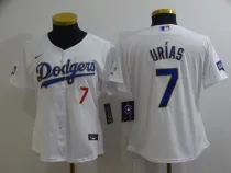 Women MLB Los Angeles Dodgers #7 Julio Urias White Gold Game Nike Jersey