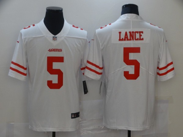 Men's San Francisco 49ers #5 Trey Lance 2021 NFL Draft White Vapor Untouchable Limited Jersey