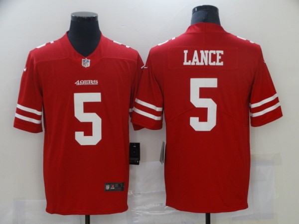 Men's San Francisco 49ers #5 Trey Lance 2021 NFL Draft Red Vapor Untouchable Limited Jersey