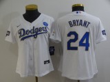 Women MLB Los Angeles Dodgers #8 & #24 Kobe Bryant With KB Patch White Gold Game Nike Jersey