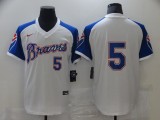 MLB Atlanta Braves #5 Freddie Freeman White Blue Game Jersey