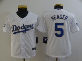 Youth MLB Los Angeles Dodgers #5 Corey Seager White Gold Game Nike Jersey