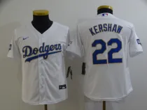 Youth MLB Los Angeles Dodgers #22 Clayton Kershaw White Gold Game Nike Jersey