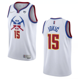 NBA Denver Nuggets #15 Nikola Jokic 2020-21 White Earned Edition Jersey