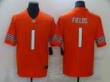 Men's Chicago Bears #1 Justin Fields Orange 2021 NFL Draft Vapor Untouchable Limited Jersey