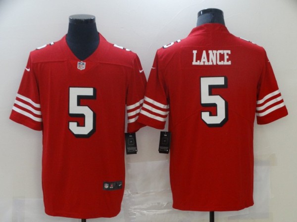 Men's San Francisco 49ers #5 Trey Lance 2021 NFL Draft Red  Color Rush Limited Jersey