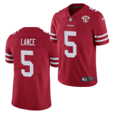 Men's San Francisco 49ers #5 Trey Lance Red 2021 75th Anniversary Vapor Untouchable Limited Jersey