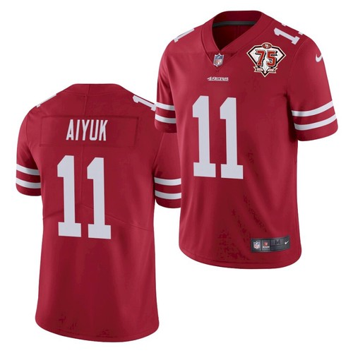 Men's San Francisco 49ers #11 Brandon Aiyuk Red 2021 75th Anniversary Vapor Untouchable Limited Jersey