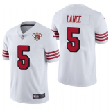 Men's San Francisco 49ers #5 Trey Lance White 2021 75th Anniversary Color Rush Limited Jersey
