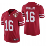 Men's San Francisco 49ers #16 Joe Montana Red 2021 75th Anniversary Vapor Untouchable Limited Jersey