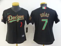 Women MLB Los Angeles Dodgers #7 Julio Urias Black/Green 2020 World Series Stitched Jersey