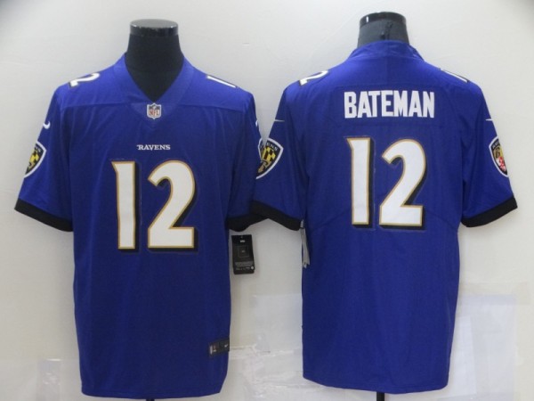 Men's Baltimore Ravens #12 Bateman Purple Vapor Untouchable Limited Jersey