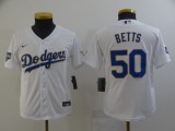 Youth MLB Los Angeles Dodgers #50 Mookie Betts White Gold Game Nike Jersey