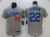 MLB Los Angeles Dodgers #22 Clayton Kershaw Grey Flex Base Elite Jersey
