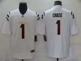 Men's Cincinnati Bengals #1 Ja'Marr Chase 2021 NFL Draft White Vapor Limited Jersey