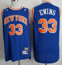 NBA Knicks #33 Patrick Ewing Blue Hardwood Classics Jersey