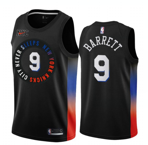 NBA New York Knicks #9 RJ Barrett Black City Edition New Uniform 2020-21 Jersey