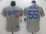 MLB Los Angeles Dodgers #55 Pujols Grey Flex Base Elite Jersey