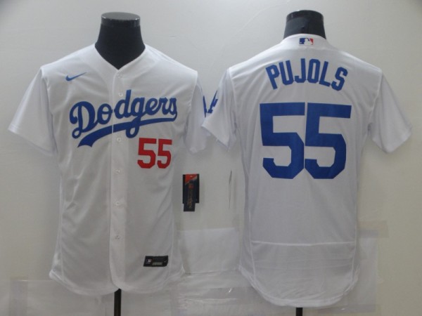 MLB Los Angeles Dodgers #55 Pujols White Flex Base Elite Jersey