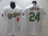 MLB Los Angeles Dodgers Front #8 Back #24 Kobe Bryant White Green Mexico 2020 World Series Patch Jersey