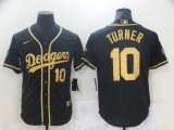 MLB Los Angeles Dodgers #10 Turner Black Gold 2020 World Series Jersey
