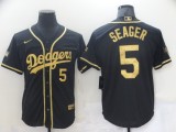 MLB Los Angeles Dodgers #5 Corey Seager Black Gold 2020 World Series Jersey