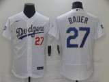 MLB Los Angeles Dodgers #27 Bauer White Gold Championship Flex Base Elite Jersey