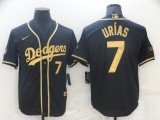 MLB Los Angeles Dodgers #7 Julio Urias Black Gold 2020 World Series Jersey