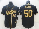 MLB Los Angeles Dodgers #50 Mookie Betts Black Gold 2020 World Series Jersey