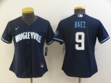 Women MLB Chicago Cubs #9 Baez 2021 Navy City Connect Game Jersey