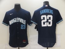 MLB Chicago Cubs Cubs #23 Sandberg 2021 Navy City Connect Flex Base Elite Jersey