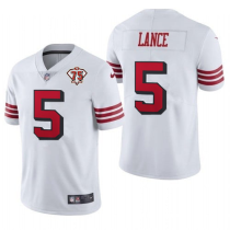 Men's San Francisco 49ers #5 Trey Lance 2021 White 75th Anniversary Alternate Vapor Untouchable Limited Jersey