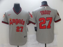 MLB Los Angeles Angels #27 Trout Grey Game Nike Jersey