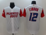 Men's Puerto Rico Baseball #12 Francisco Lindor White Majestic White 2017 World Baseball Classic Jersey
