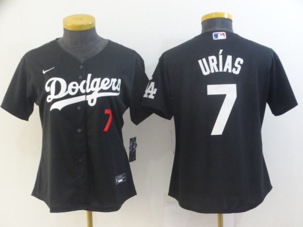 Women MLB Los Angeles Dodgers #7 Julio Urias Black Black Game Nike Jersey