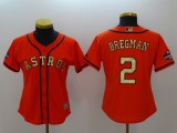 Women MLB Houston Astros #2 Bregman Orange Gold Nike Jersey