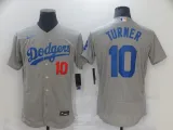 MLB Los Angeles Dodgers #10 Turner Grey Flex Base Elite Jersey