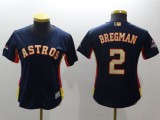 Women MLB Houston Astros #2 Bregman Blue Gold Nike Jersey