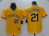 MLB Pittsburgh Pirates #21 Roberto Clemente Yellow Game Nike Jersey