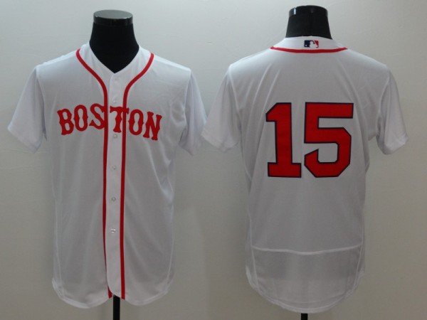 MLB Boston Red Sox #15 White Flex Base Elite Jersey