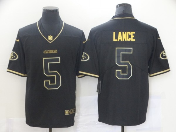 Men's San Francisco 49ers #5 Trey Lance Black Golden Edition Limited Jersey