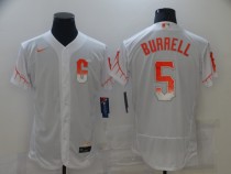 MLB San Francisco Giants #5 Burrell White City Connect Flex Base Elite Jersey