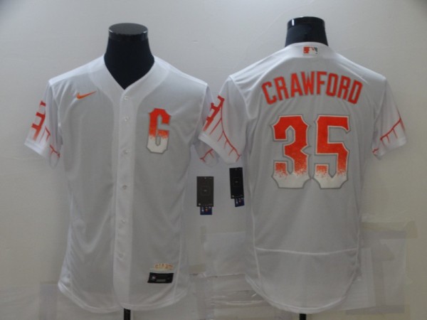 MLB San Francisco Giants #35 Brandon Crawford White City Connect Flex Base Elite Jersey