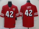 Men's San Francisco 49ers #42 Lott Scarlet 2021 75th Anniversary Alternate Vapor Limited Jersey